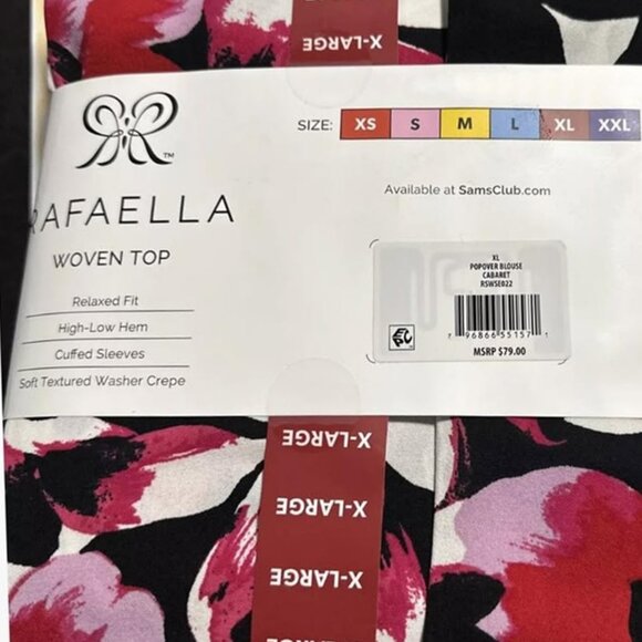 🎄NWT Rafaella Relaxed Fit Woven Top High Low Hem Soft Textured Crepe Blouse XL - Picture 3 of 4